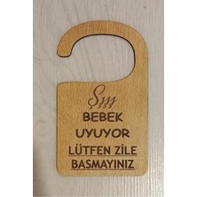 Mars Tasarım Zile Basmayınız Bebek Uyuyor Uyarı Tabelası Kartı Levhası Maymun Ahşap Lütfen Sessiz Çocuk Dış Kapı