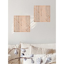Mars Tasarım Minimalist Geometrik 2'li Set Ahşap Duvar Dekoru