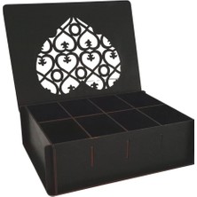 Mars Tasarım Çay Saklama Kutusu - Bitki Çayı, Detox Çayı, Siyah- Ahşap - 28 x 21 x 8 cm