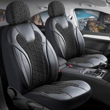 Startcar Fiat Doblo Combi 2+1 Deri Detaylı Oto Koltuk Kılıfı Ön Arka Set Siyah Beyaz Siena Model Scr