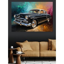 Artmeg Klasik Siyah Retro Otomobil Tablosu Dekoratif Kanvas - Mdf Ahşap Tablo