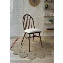 Silla Concept Motifli Ada Sandalye Teddy Krem Kumaş Ceviz Ahşap Sandalye