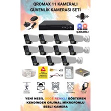 qromax 11 Kameralı Set - Yapay Zeka Özellikli Gece Renkli Sesli FullHD 5Mp Lensli 9 Warm Ve Çakar Ledli Güvenlik Kamerası Seti 5909WS-116