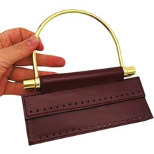 Angel Çanta Aksesuar Suni Derili Metal Çanta Sapı Ipek Model Bordo Renk Light Gold Metal (Yeni Model)