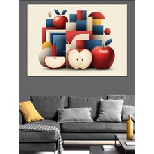 Artmeg Geometrik Elmalar Modern Sanat Tablosu Dekoratif Kanvas - Mdf Ahşap Tablo