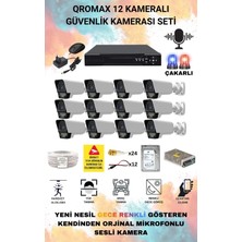 qromax 12 Kameralı Set - Yapay Zeka Özellikli Gece Renkli Sesli FullHD 5Mp Lensli 9 Warm Ve Çakar Ledli Güvenlik Kamerası Seti 5909WS-116