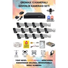 qromax 13 Kameralı Set - Yapay Zeka Özellikli Gece Renkli Sesli FullHD 5Mp Lensli 9 Warm Ve Çakar Ledli Güvenlik Kamerası Seti 5909WS-116