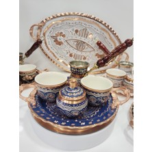 Karaca Bakır Işlemeli Bakır Fincan Takımı- Ikili Fincan Takımı