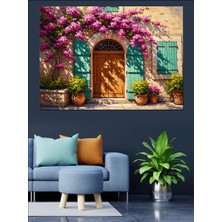 Artmeg Begonvilli Kapı ve Nostaljik Sokak Dekoratif Kanvas - Mdf Ahşap Tablo