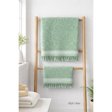 Elif Mira 2'li Banyo ve El Yüz Havlu Seti  Saçaklı Kabartma Desenli %100 Pamuk Viyana