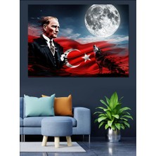 Artmeg Atatürk ve Ay Yıldızlı Bayrak Dekoratif Kanvas - Mdf Ahşap Tablo