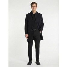 Kip Lacivert Regular Fit Klasik Dokuma Palto