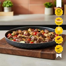 Dr.maya® | Yuvarlak Granit Fırın Tepsisi | 28 Cm, Alüminyum Gövde, Hafif ve Dayanıklı Yapışmaz