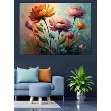 Artmeg Canlı Renkli Modern Çiçek Demeti Dekoratif Kanvas - Mdf Ahşap Tablo