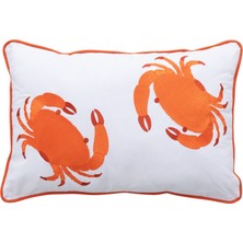 Mudo Home MARİN YENGEÇ NAKIŞ KIRLENT BEYAZ TURUNCU 40X60