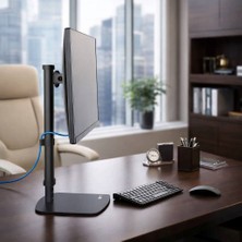 Vesamax Yükseklik Ayarlı 36-54 cm Tekli Monitör Standı | 17”-27” | Vesa 75X75 / 100X100 | Masaüstü