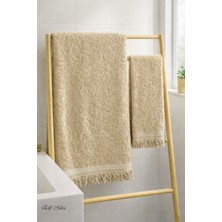 Elif Mira 2'li Banyo ve El Yüz Havlu Seti  Saçaklı Kabartma Desenli %100 Pamuk Viyana