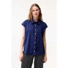 Love My Body Kolsuz Cep Detaylı Süet Yelek Lacivert 179L9892000