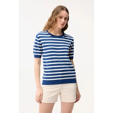 Love My Body Kısa Kol Triko Bluz Mavi 115L9952000