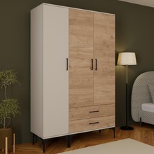 Bimossa K9030 Loft Kumtaşı Gövde 2kapak Sepet-1kapak Kumtaşı 3 Kapak 2 Çekmece Askılı Raflı Kapaklı Gardırop