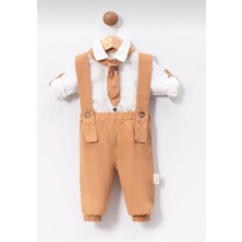 Popshops Erkek Bebek Müslin Kravatlı Gömlek Salopet Takım