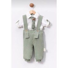 Popshops Erkek Bebek Müslin Kravatlı Gömlek Salopet Takım