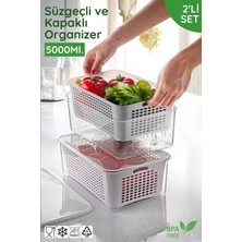 Nandy Home Süzgeç Kapaklı 2'li Set Buzdolabı Organizeri - 5000ML.