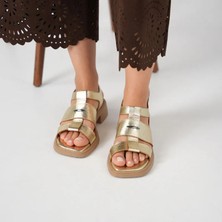 Perge Gold Gerçek Deri Kadın Sandalet