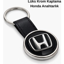 SAVEK Premium Honda Anahtarlık Krom Kaplama Oto Anahtarlık Metal Gövde Deri Kayış Honda Araba Anahtarlık