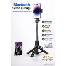 Mo Dou Tripodlu Bluetooth Selfie Çubuğu Mini Katlanabilir Selfie Stick Telefon Standı Uzatılabilir 41.5 cm