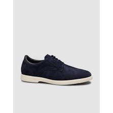 Cabani Lacivert Süet Doku Hakiki Dana Deri Bağcıklı Erkek Ayakkabı