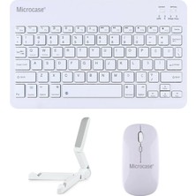 Microcase Honor Pad X9A 11.5 Inch ile Uyumlu Türkçe Bluetooth Klavye+Mouse+Tablet Standı Beyaz AL5166