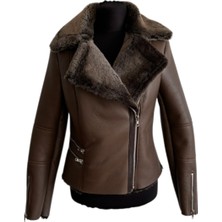 Asus Deri - Emily - Hakiki Koyun Kürkü - Kahverengi - Ceket - Kadın