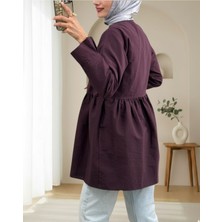 Modamorfo Önü Çapraz Bağlamalı Parçalı Kimono -Mürdüm