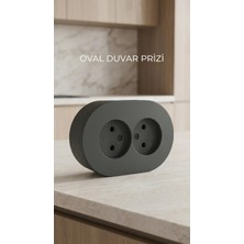Lowell Home Antrasit Renkli Çift Topraklı Elektrik Prizi Sıva Üstü Modern Tasarım
