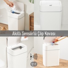 Safirs 12 Lt Hareket Sensörlü Sessiz Kapatma  Çok Amaçlı Çöp Kutusu 2 Adet Aa (Kalem) Pil ile Çalışmaktadır