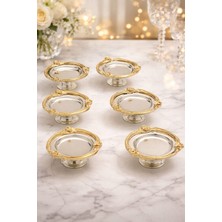 Ogeda Home 6'lı Kahve Yanı Lokumluk–gold Gümüş Gül Detaylı Dekoratif Lokumluk–nişan Söz Kahve Yanı Şekerlik