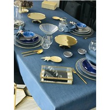 Valerium Simli Indigo Masa Örtüsü 150 x 220