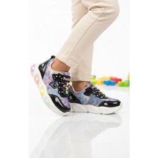 Promax Siyah Cırtlı Işıklı Hafif Kız Çocuk Spor Ayakkabı 1998 P