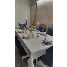 Valerium Simli Kırık Beyaz Masa Örtüsü 150 x 260