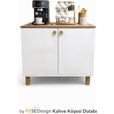 Bohem Kahve Köşesi Çok Amaçlı Dolap Beyaz-Atlantik Ceviz