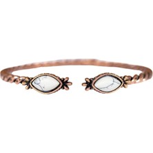 Bütüncül Şifa Havlit Doğal Taşlı Ayarlanabilir Bakır Burma Bilezik