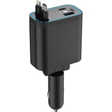 Avcı Teknoloji Market Araç Içi Hızlı Şarj Çakmaklık Adaptörü Lightning Type-C Kablolu Çoklu Şarj