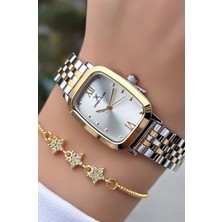 Orijinal Çelik Kordon Kadın Kol Saati 3 Atm Su Geçirmezlik Gold Gümüş Renk Bileklik Hediyeli DK452C3