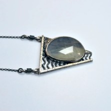 Doğaltaş Safir Taşı Gümüş Kolye (Özel Seri)