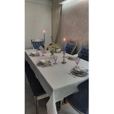 Valerium Simli Kırık Beyaz Masa Örtüsü 150 x 220