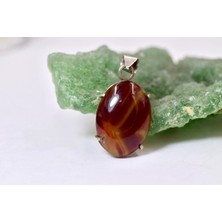 Doğaltaş Akik Gümüş Kolye