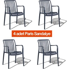 Retro Art Paris Kollu Sandalye 4 Adet – Bahçe Balkon Kafe Sandalyesi Uv Katkılı Istiflenebilir Plastik