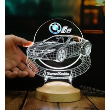 Bmw I8 Tutkunlarına Özel 3D Kişiye Özel LED Lamba – Bmw I8 Araba Hediyesi - (2014–2020)