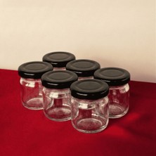 Sarkap 6'lı 40 ml Yuvarlak Cam Kavanoz Parlak Siyah